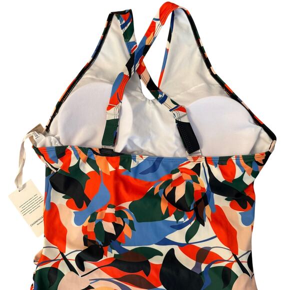 Jasambac Modest Swim Dress Size L Floral Print One Piece Skirted New NO BRIEFS - Picture 5 of 11